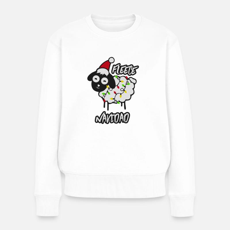 Fleece Navidad Schaf - Frauen Premium Bio Pullover - Weiß