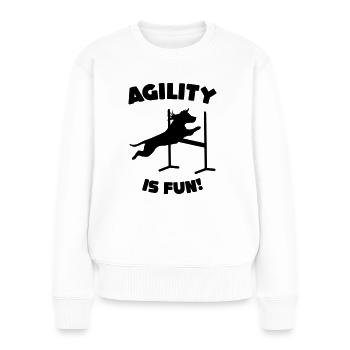 L'agilité est une chemise pour chien amusante - Pull Premium bio Femme - blanc - Devant - Julia (174cm)