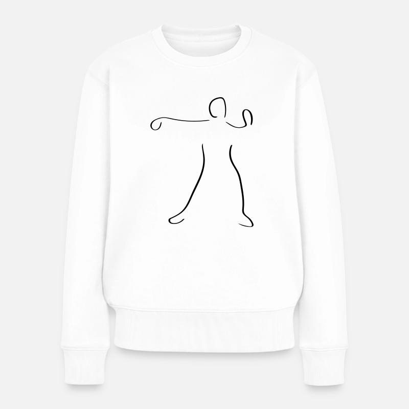 Qigong Line Art – Minimalistisch - Frauen Premium Bio Pullover - Weiß