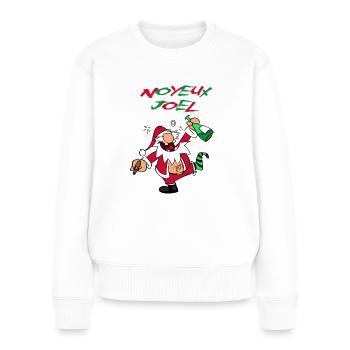 Pere Noel ivre drole Noyeux Joel - Pull Premium bio Femme - blanc - Devant - Julia (174cm)