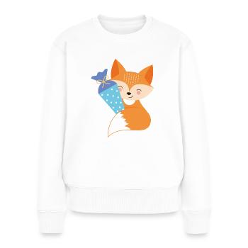 Renard avec inscription à l’école de cône d’école - Pull Premium bio Femme - blanc - Devant - Julia (174cm)