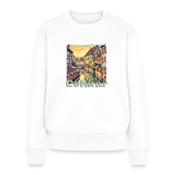 Colmar Frankreich Altstadt Kanal Altbau Urlaub - Frauen Premium Bio Pullover - Weiß - Vorne - Julia (174cm)