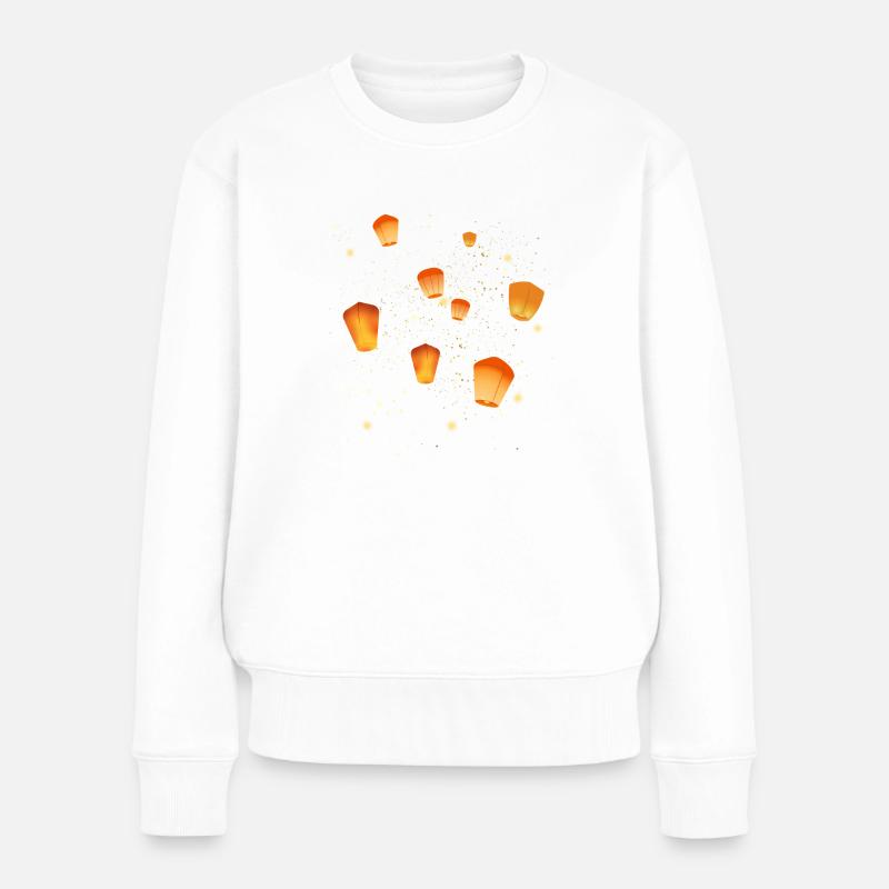 Himmelslaternen - Frauen Premium Bio Pullover - Weiß