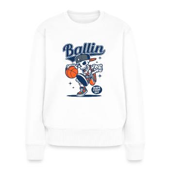 Basket-ball Joueurs de basket-ball Joueurs de basket-ball - Pull Premium bio Femme - blanc - Devant - Julia (174cm)