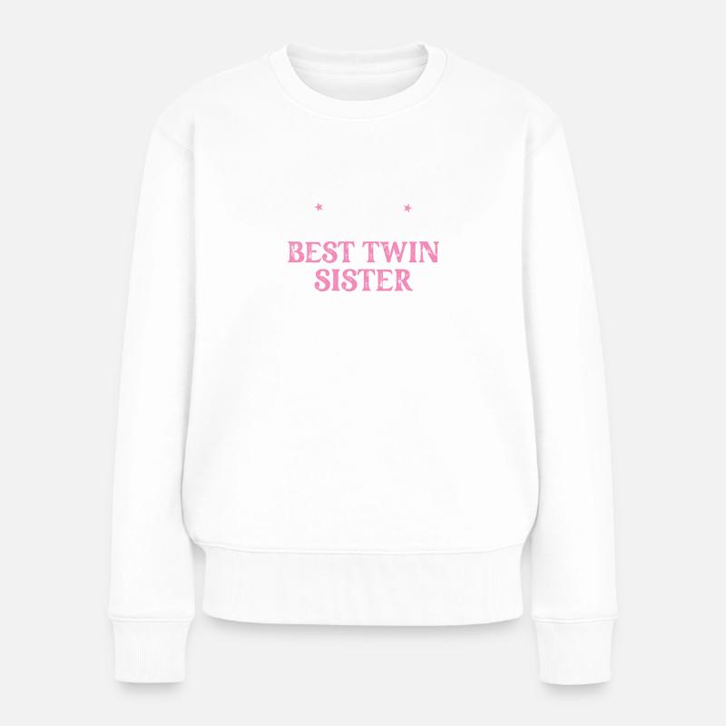 Zwillingsschwestern Zwilling Schwester Geschwister - Frauen Premium Bio Pullover - Weiß