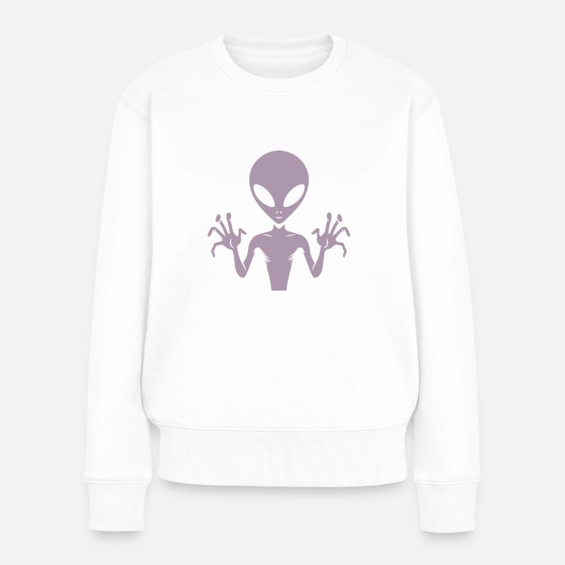 Silhouette de corps extraterrestre extraterrestre avec des mains - Pull Premium bio Femme - blanc