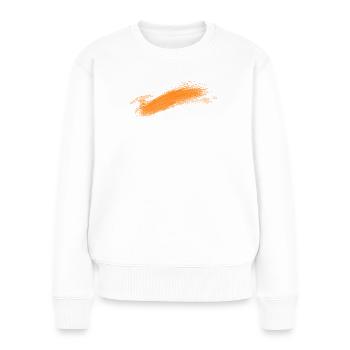 Traînée orange sur fond noir - Pull Premium bio Femme - blanc - Devant - Julia (174cm)