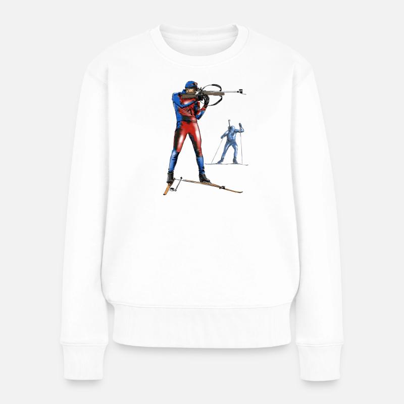 Biathlon - Frauen Premium Bio Pullover - Weiß