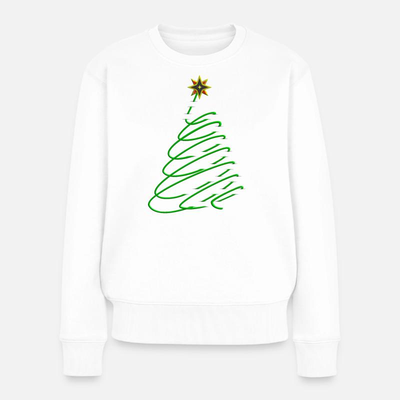 Weihnachtsbaum Spirale mit Stern - Frauen Premium Bio Pullover - Weiß