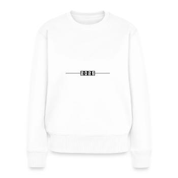 2025 Linie - Frauen Premium Bio Pullover - Weiß - Vorne - Julia (174cm)
