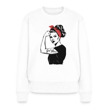 Girl Power Girl Power Grl Pwr Femme Fille Rétro - Pull Premium bio Femme - blanc - Devant - Julia (174cm)