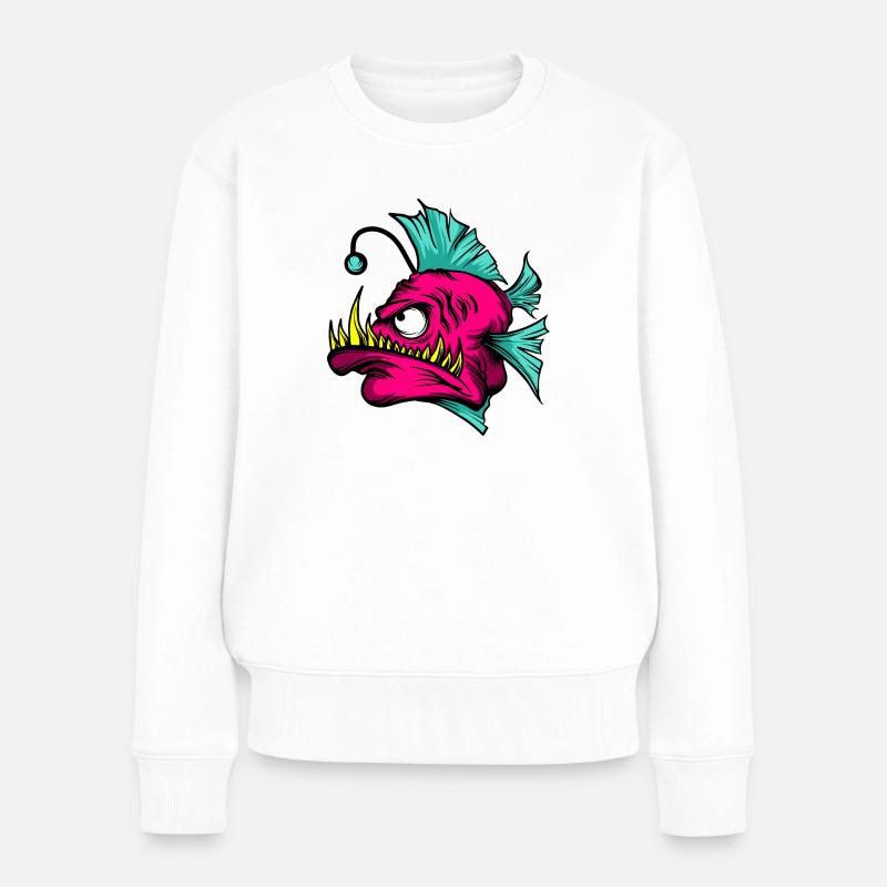 Anglerfisch Fisch Tiefsee - Frauen Premium Bio Pullover - Weiß