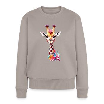 Giraffe V1 24 16 - Frauen Premium Bio Pullover - Taupe - Vorne - Julia (174cm)