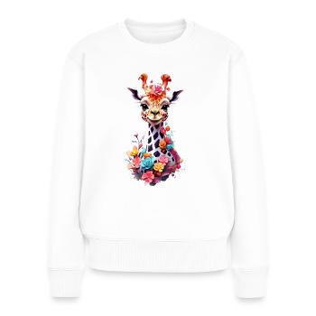 Giraffe V1 24 08 - Frauen Premium Bio Pullover - Weiß - Vorne - Julia (174cm)