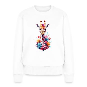 Giraffe V1 24 33 - Frauen Premium Bio Pullover - Weiß - Vorne - Julia (174cm)