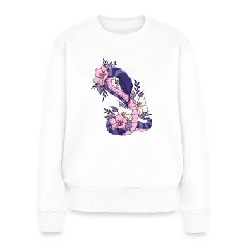 Serpent Serpent Fleur Tatouage Bstyled Mode Décontractée - Pull Premium bio Femme - blanc - Devant - Julia (174cm)
