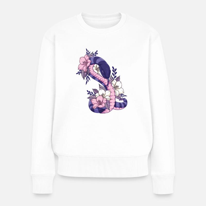 Serpent Serpent Fleur Tatouage Bstyled Mode Décontractée - Pull Premium bio Femme - blanc