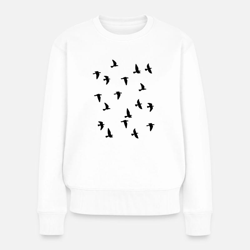 vogelschwarm - Frauen Premium Bio Pullover - Weiß