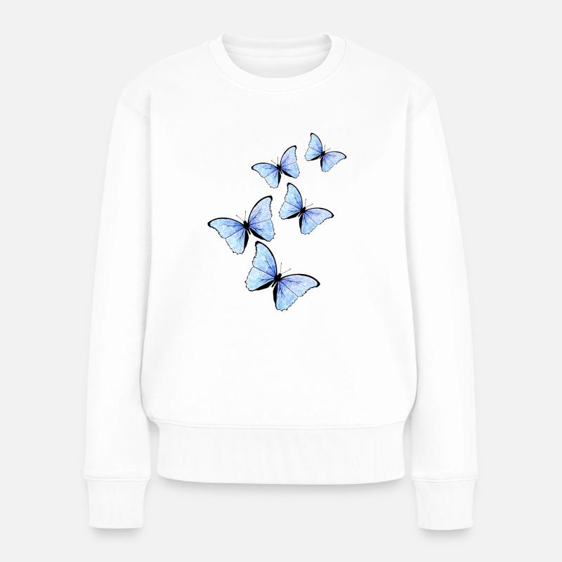 Schmetterling - Frauen Premium Bio Pullover - Weiß