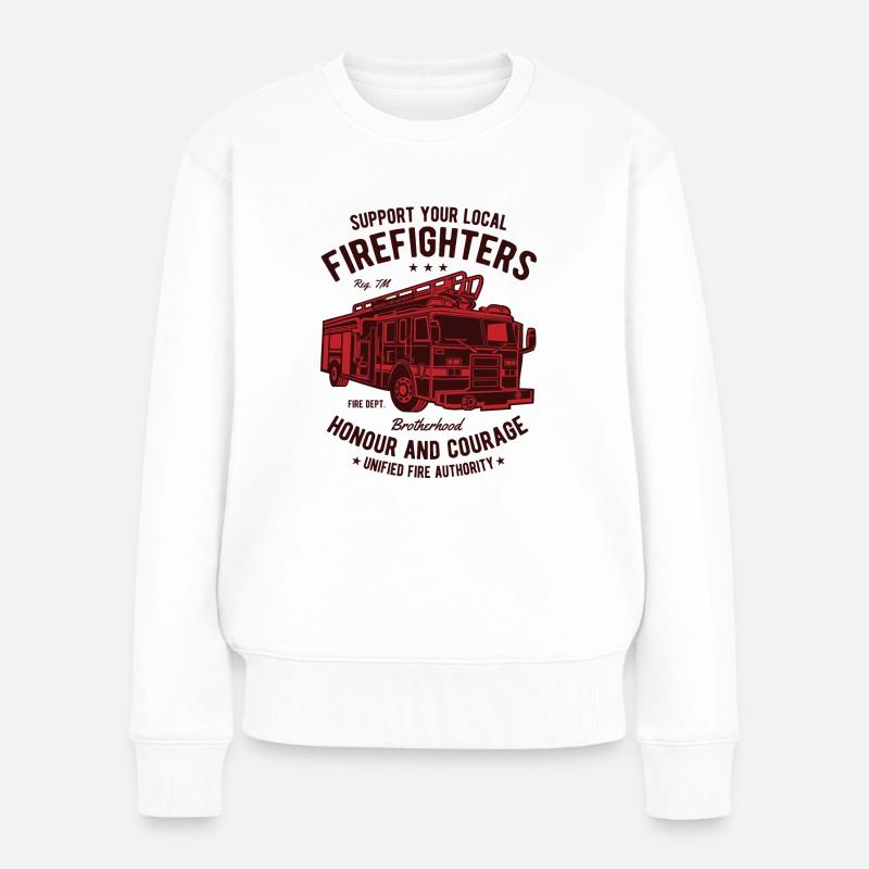 Les pompiers de camion honneur et le courage - Pull Premium bio Femme - blanc