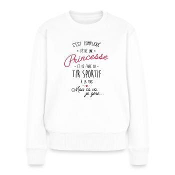 princesse et Tir sportif - Pull Premium bio Femme - blanc - Devant - Julia (174cm)