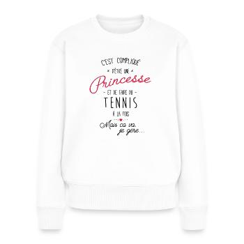 princesse et Tennis - Pull Premium bio Femme - blanc - Devant - Julia (174cm)