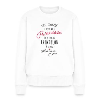 Princesse et Triathlon - Cadeau femme fille - Pull Premium bio Femme - blanc - Devant - Julia (174cm)