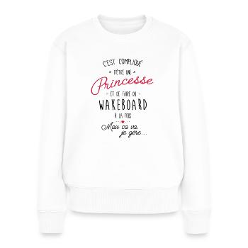 Princesse et Wakeboard a la plage - Pull Premium bio Femme - blanc - Devant - Julia (174cm)