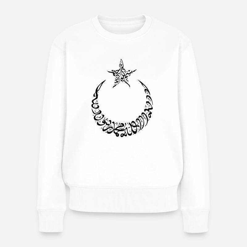 Turk Ay Yildiz in Arabic Font - Frauen Premium Bio Pullover - Weiß