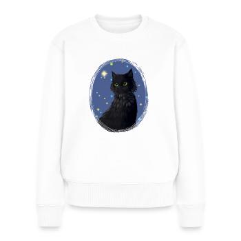 Schwarze Katze Sterne Hollyleaf Distelblatt Sterne - Frauen Premium Bio Pullover - Weiß - Vorne - Julia (174cm)