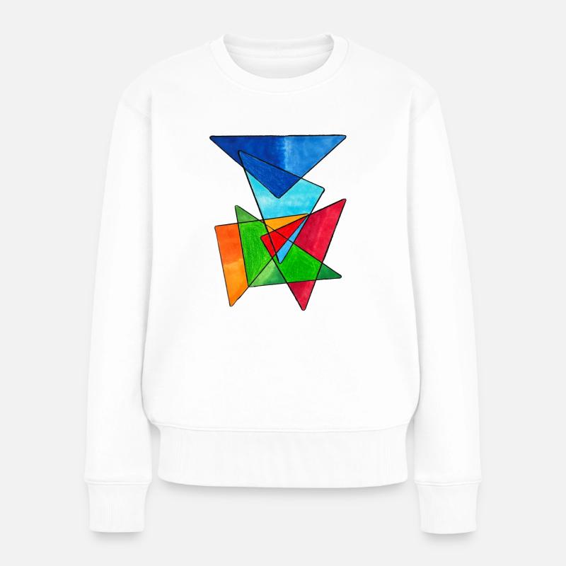Coloured Triangles - Frauen Premium Bio Pullover - Weiß