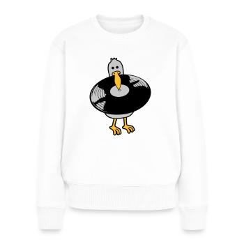 Party Seagull Disque vinyle - Pull Premium bio Femme - blanc - Devant - Julia (174cm)