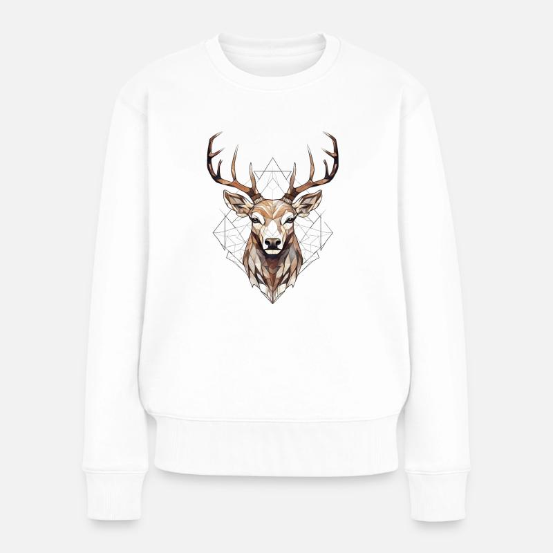 Hirsch Geometrisch - Frauen Premium Bio Pullover - Weiß