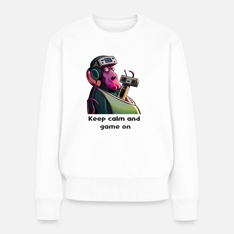 KeepCalm - Frauen Premium Bio Pullover - Weiß