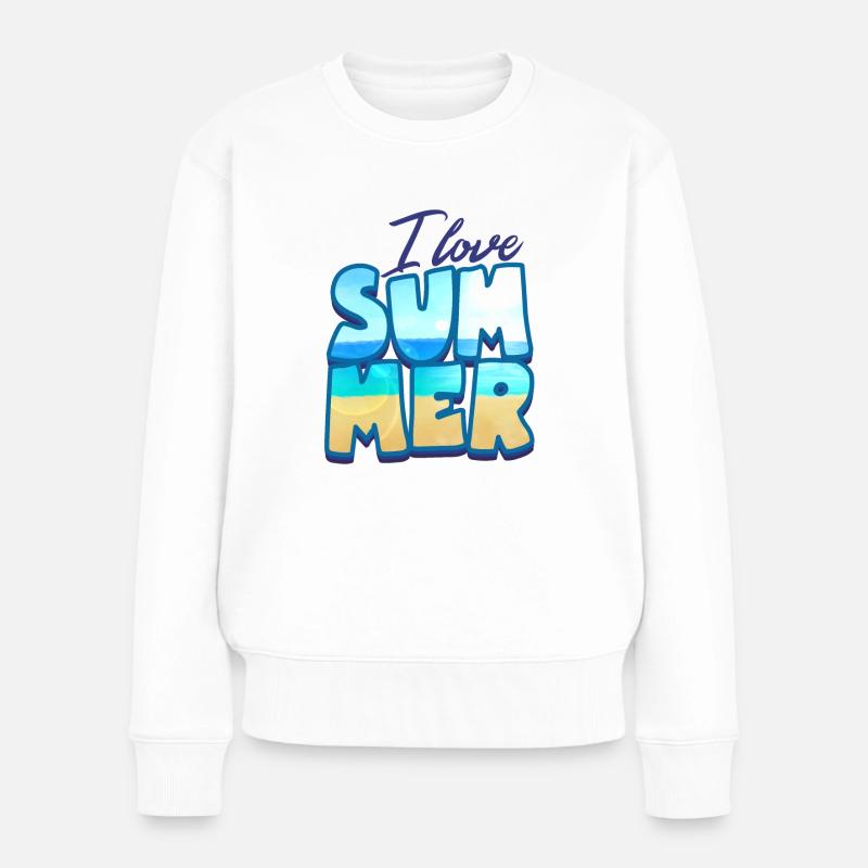 i love summer - Frauen Premium Bio Pullover - Weiß