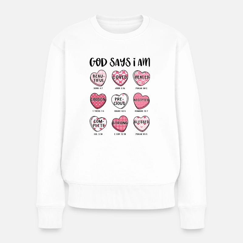 Gott sagt, ich bin kostbar - Frauen Premium Bio Pullover - Weiß