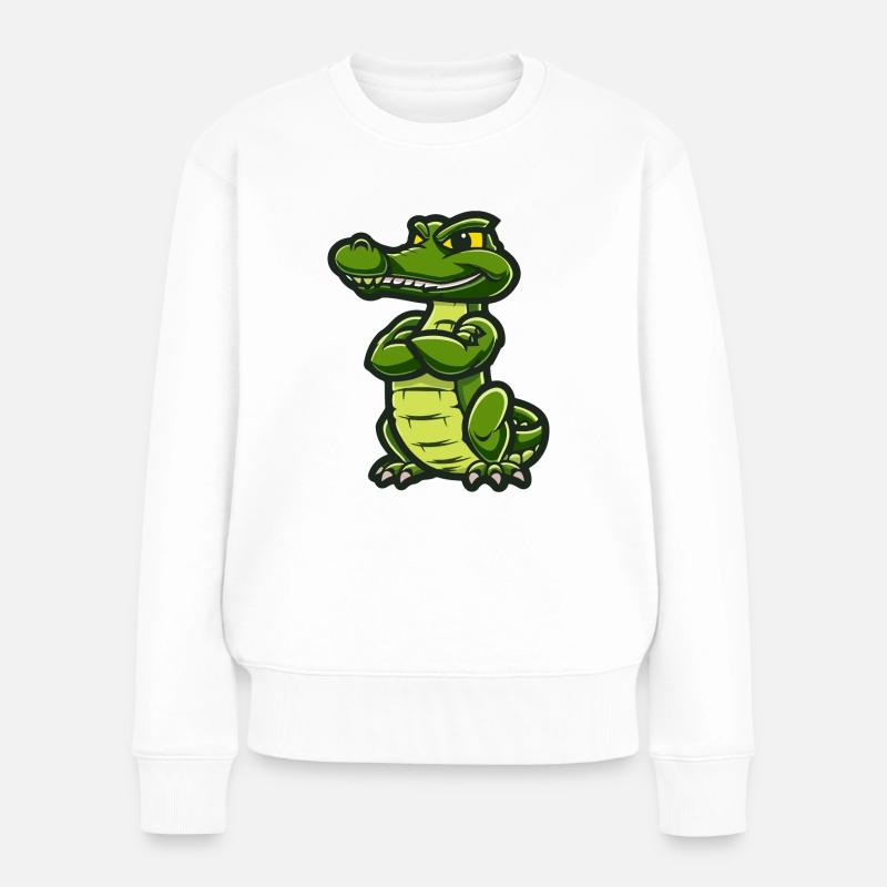 Alligator Comic - Frauen Premium Bio Pullover - Weiß
