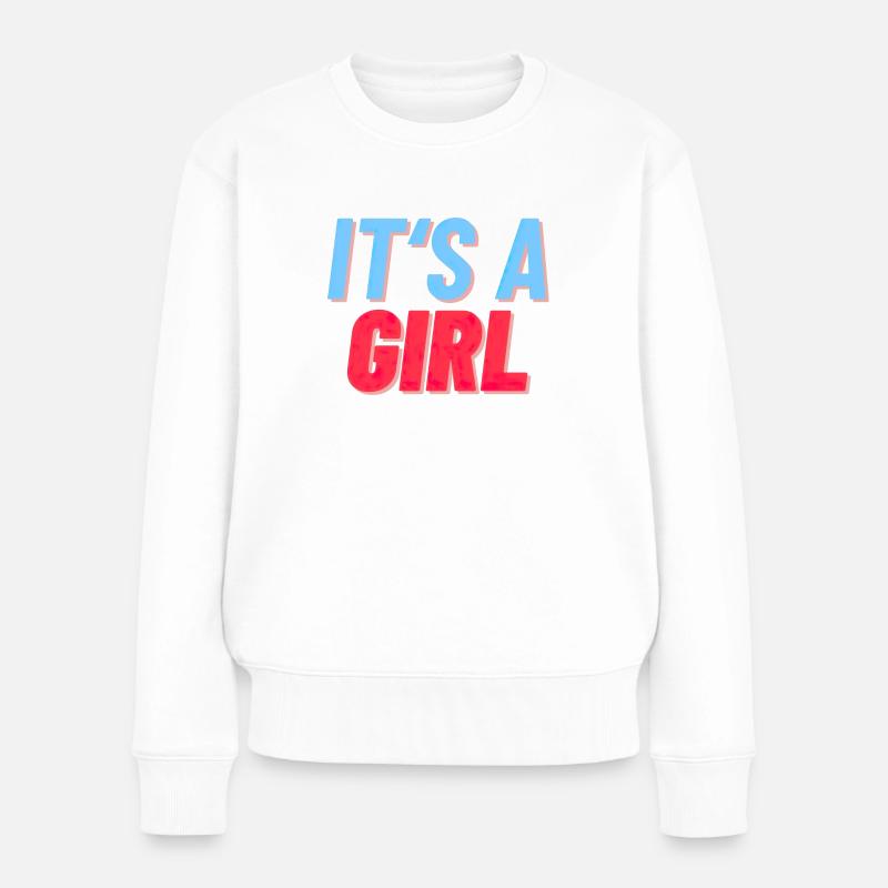 C’est une fille - C’est la naissance d’une fille révélée - Pull Premium bio Femme - blanc