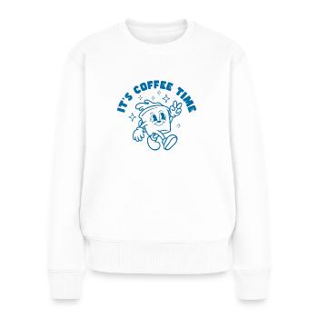 Kaffee und gute laune - Frauen Premium Bio Pullover - Weiß - Vorne - Julia (174cm)