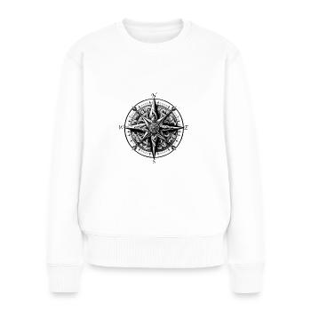 Wind Rose Compass Sailing Captain Boat - Women's Premium Organic Jumper - white - Front - Julia (174cm)