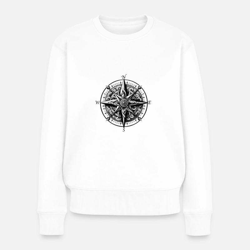 Wind Rose Compass Sailing Bateau capitaine - Pull Premium bio Femme - blanc