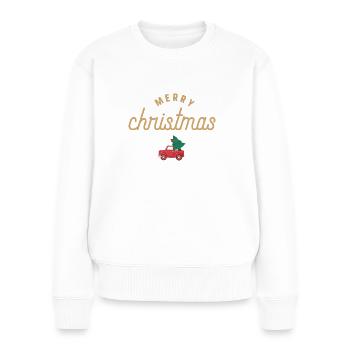 Joyeux Noël - Voiture avec sapin de Noël - Pull Premium bio Femme - blanc - Devant - Julia (174cm)