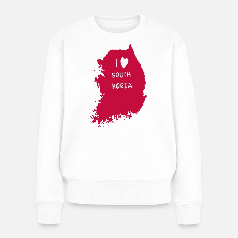 I Love Korea - Frauen Premium Bio Pullover - Weiß