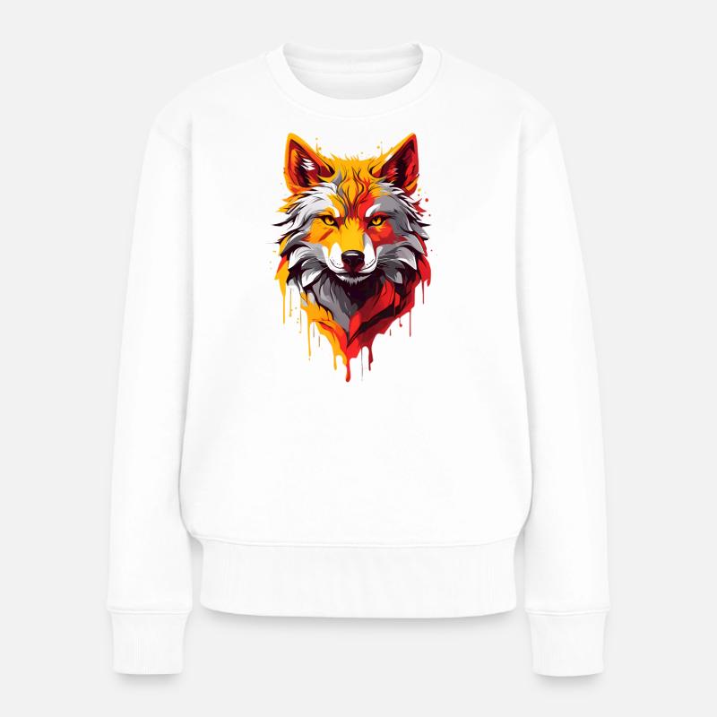 Coole Wolf - Frauen Premium Bio Pullover - Weiß