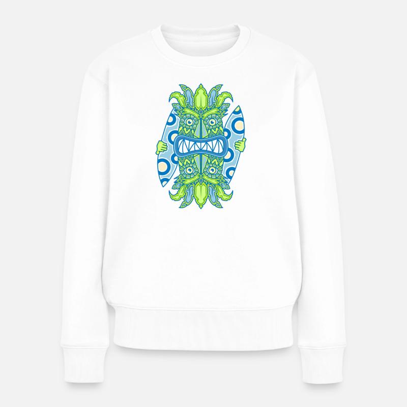 Tiki King bleu - Surf - Pull Premium bio Femme - blanc