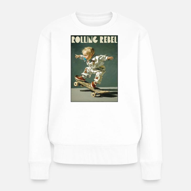 Rolling Rebel - Frauen Premium Bio Pullover - Weiß
