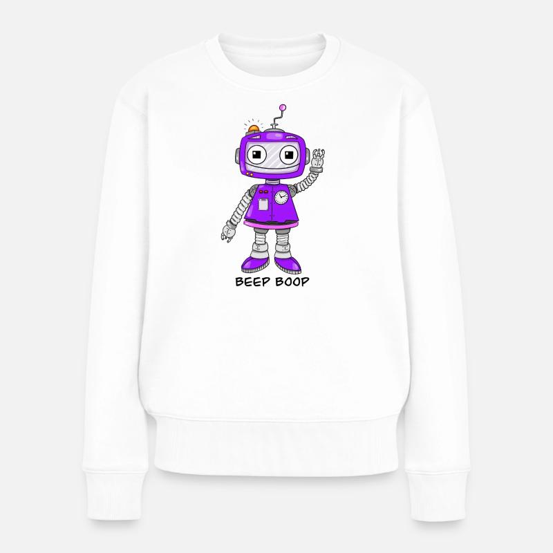 Robot violet - Pull Premium bio Femme - blanc