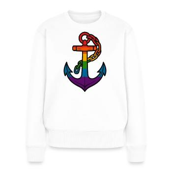 Ancre arc-en-ciel avec dégradé - Pull Premium bio Femme - blanc - Devant - Julia (174cm)