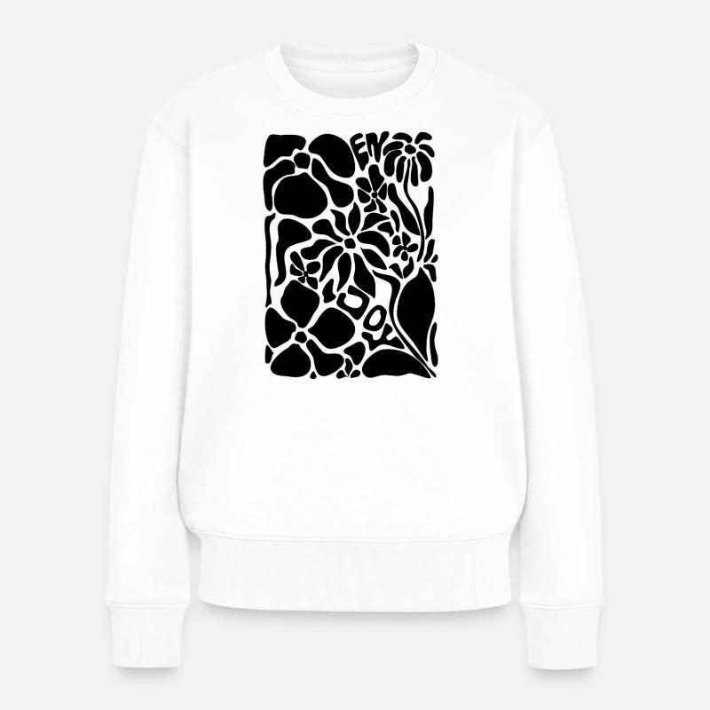 Abstrakte Blumen - Enjoy - Frauen Premium Bio Pullover - Weiß