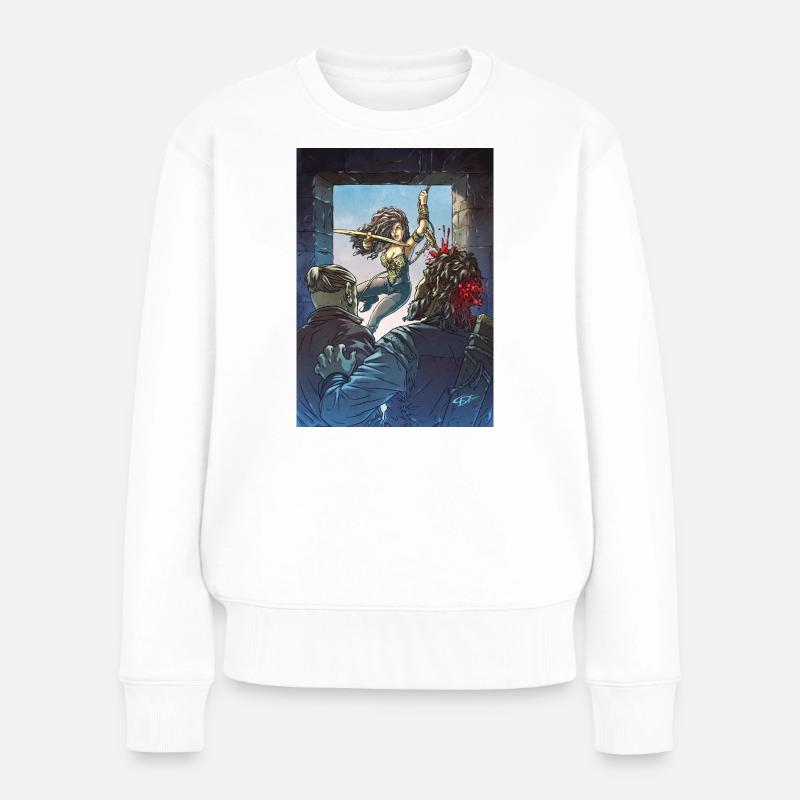 Fantasy-Krieger - Frauen Premium Bio Pullover - Weiß